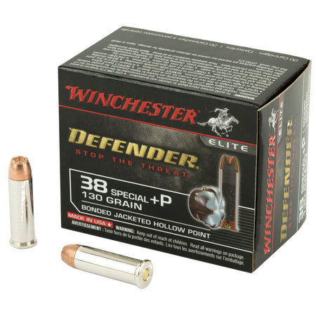 Winchester S38PDB PDX1 Defender +P Bonded Jacket Hollow Point  130 Grain .38 Special