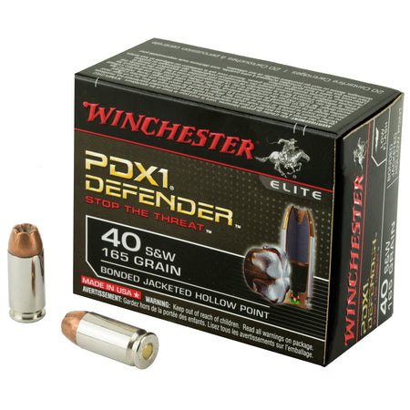 Winchester S40SWPDB PDX1 Defender Bonded Jacket Hollow Point  165 Grain .40 S&W