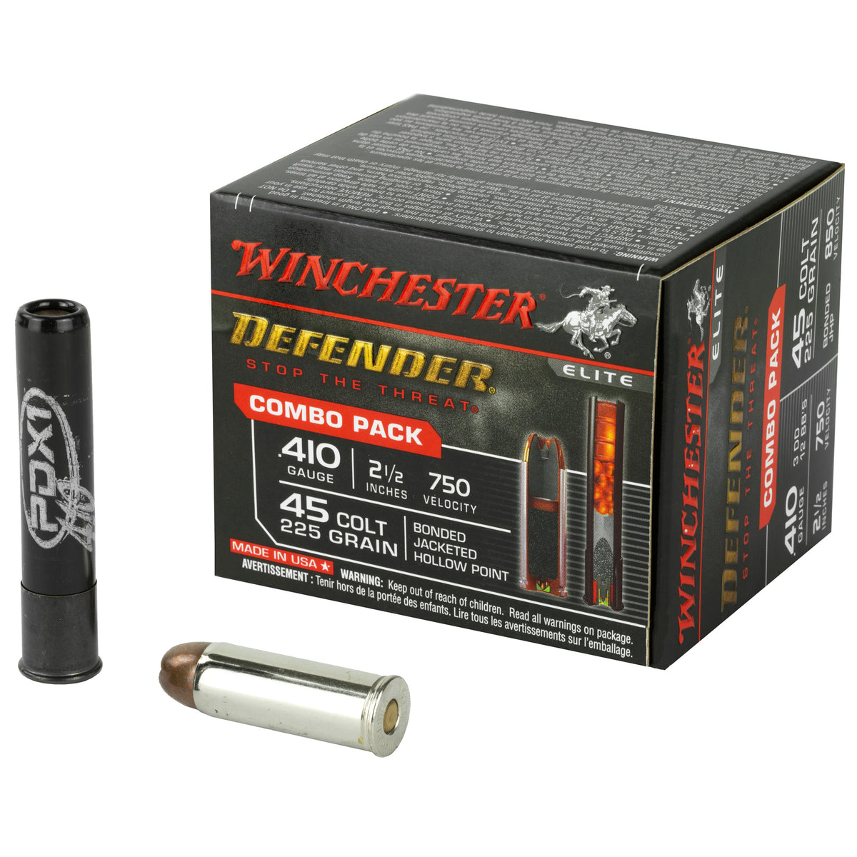 Winchester PDX1 Defender Combo JACKETED HOLLOW POINT / 3 Defense Discs + 12 BBs .410 Bore 2.5 in / 2.5 in Slug / Buckshot 1 oz