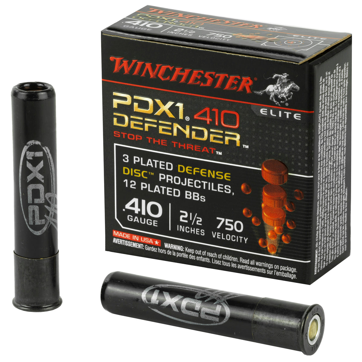 Winchester PDX1 Defender 3 Defense Discs/12 BB Pellets PDX1 Defender .410 Bore 2.5 in / 2.5 in Discs / BBs 1-1/4 oz