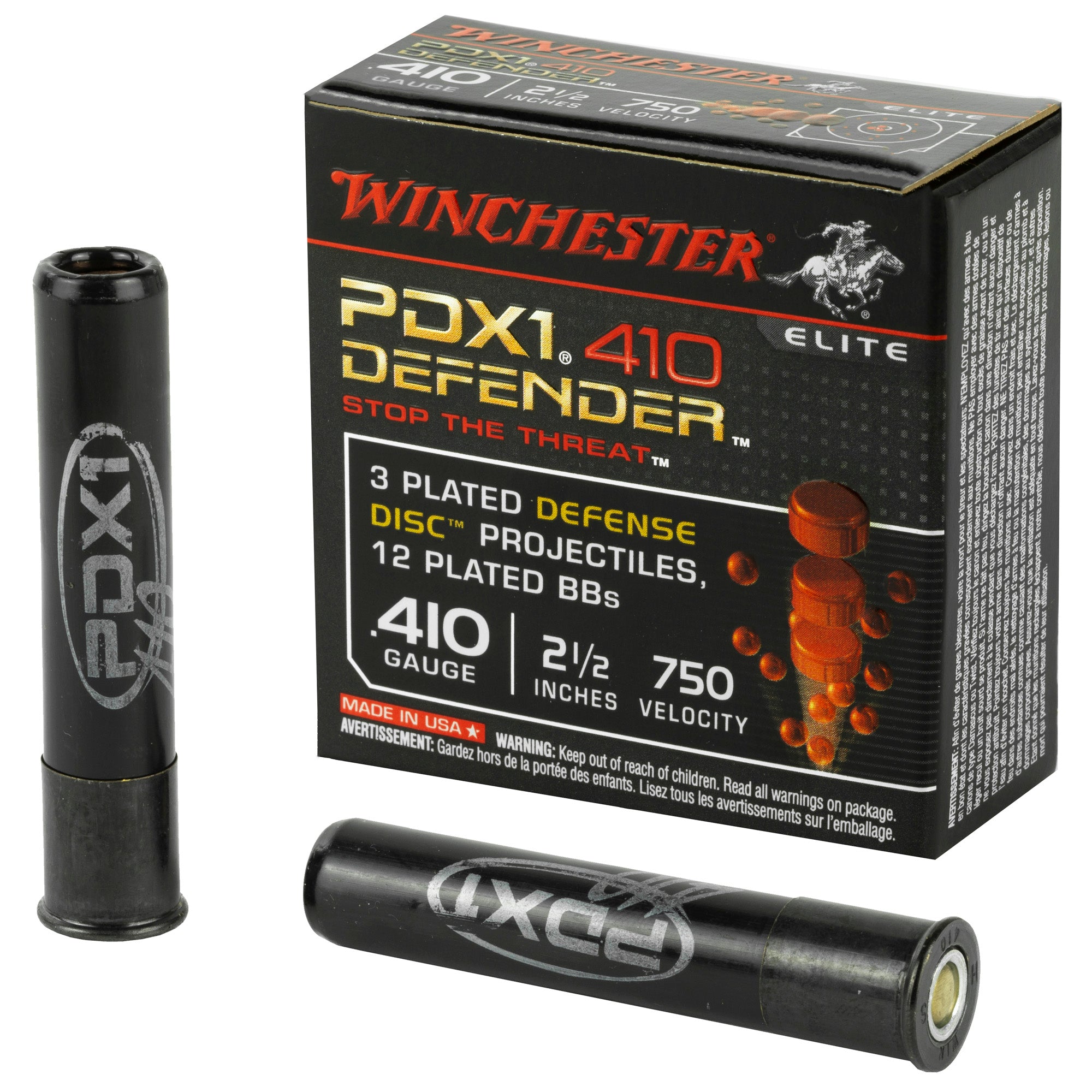 Winchester PDX1 Defender 3 Defense Discs/12 BB Pellets PDX1 Defender .410 Bore 2.5 in / 2.5 in Discs / BBs 1-1/4 oz
