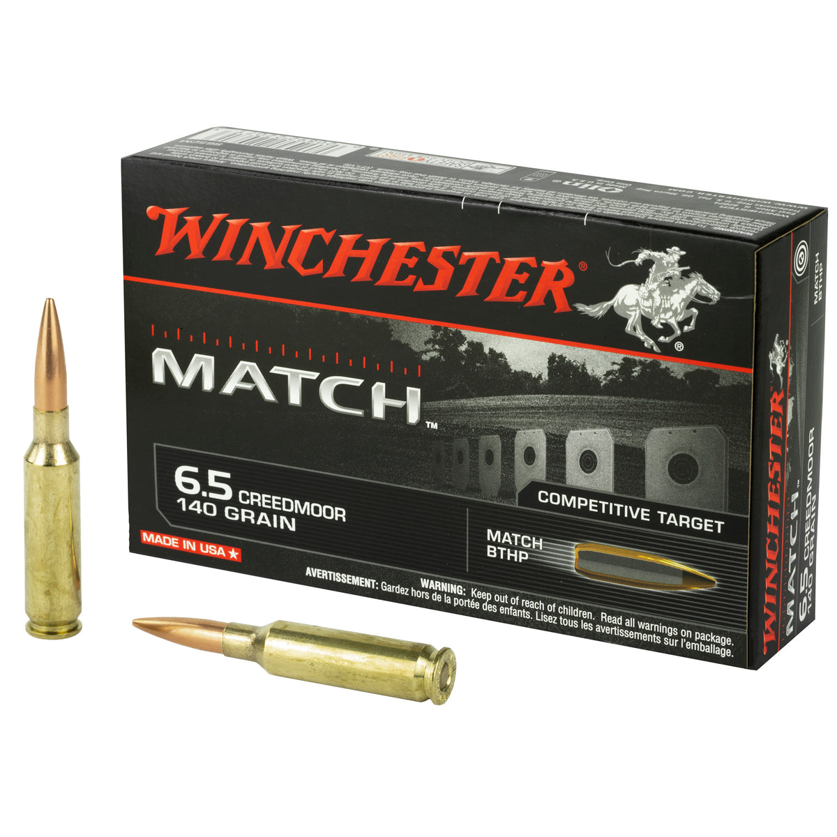 Winchester S65CM Match Sierra MatchKing Boat Tail Hollow Point BTHP 140 Grain 6.5mm Creedmoor