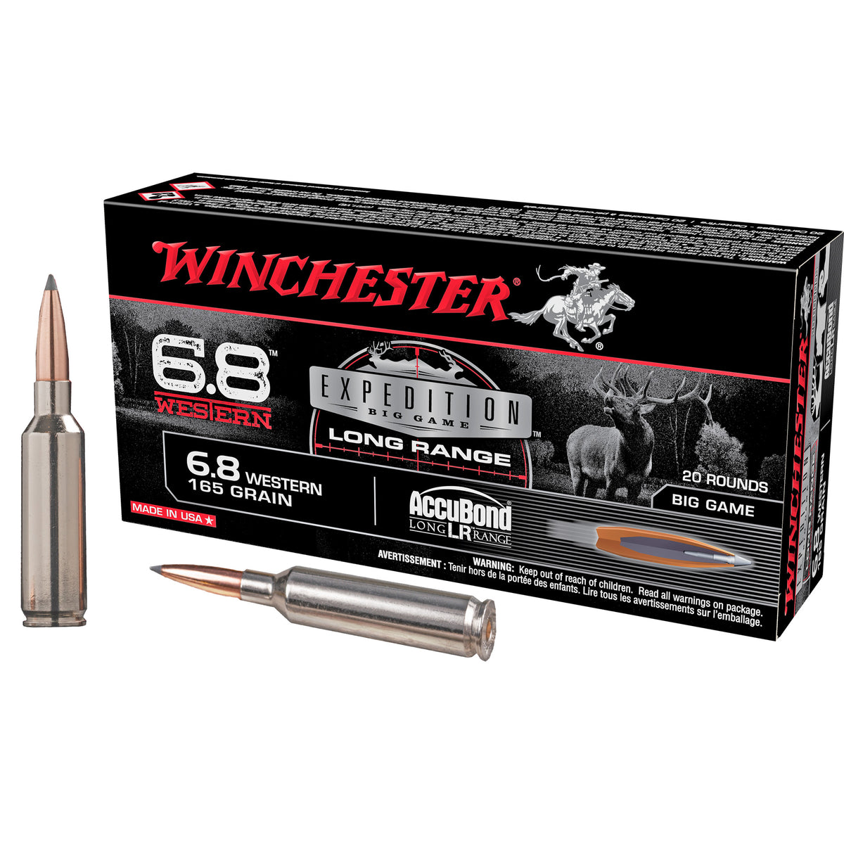 Winchester S68WLR Expedition Big Game Nosler AccuBond Long-Range  165 Grain 6.8 Western