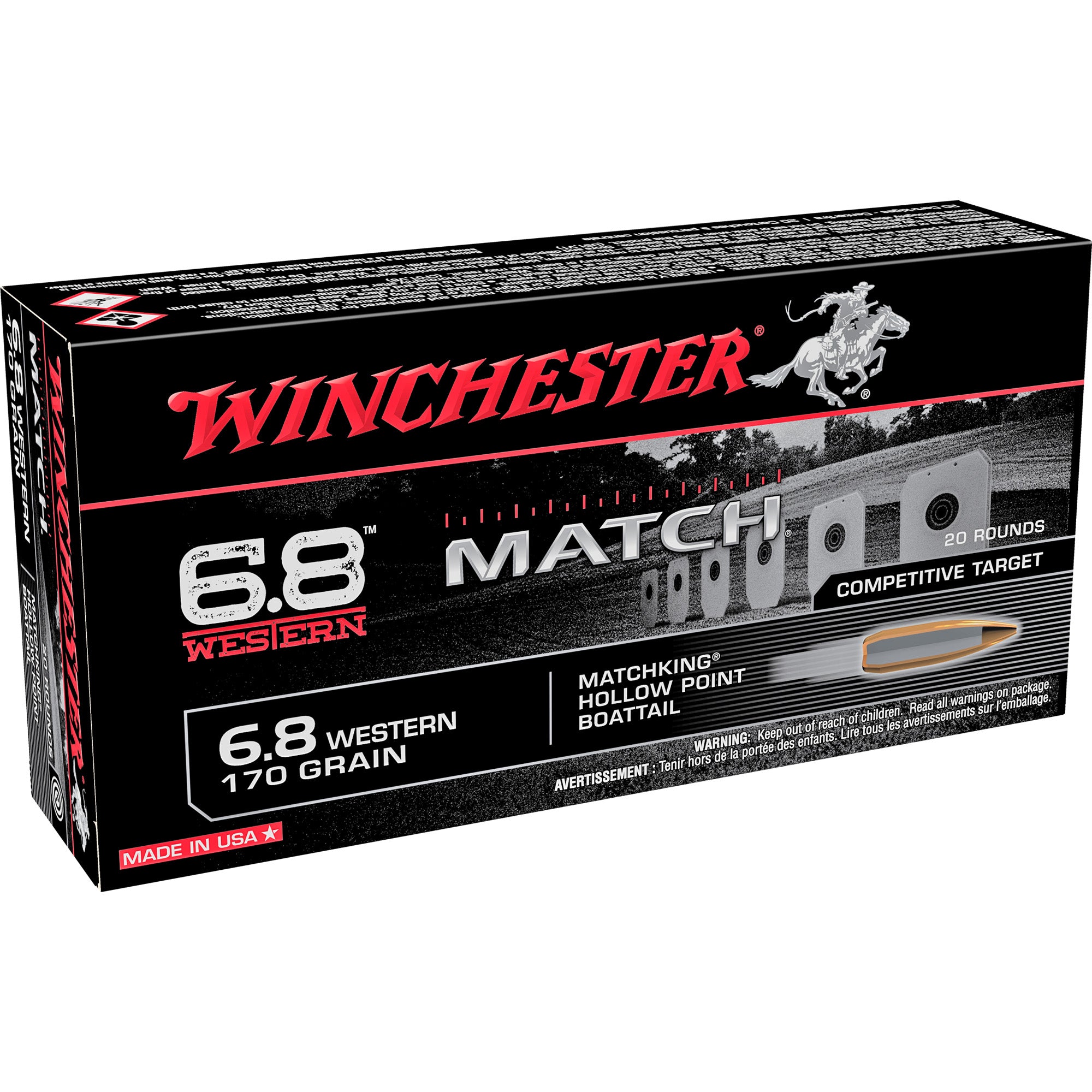 Winchester Match 6.8 Western 170 gr BTHP ammo