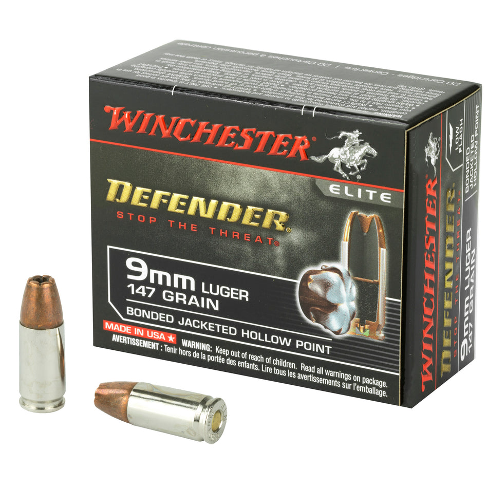 Winchester S9MMPDB1 PDX1 Defender Bonded Jacket Hollow Point  147 Grain 9mm Luger/Parabellum