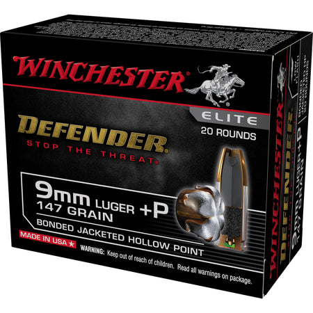 Winchester S9MMPDB2 Defender Elite Bonded Jacket Hollow Point  147 Grain 9mm Luger/Parabellum