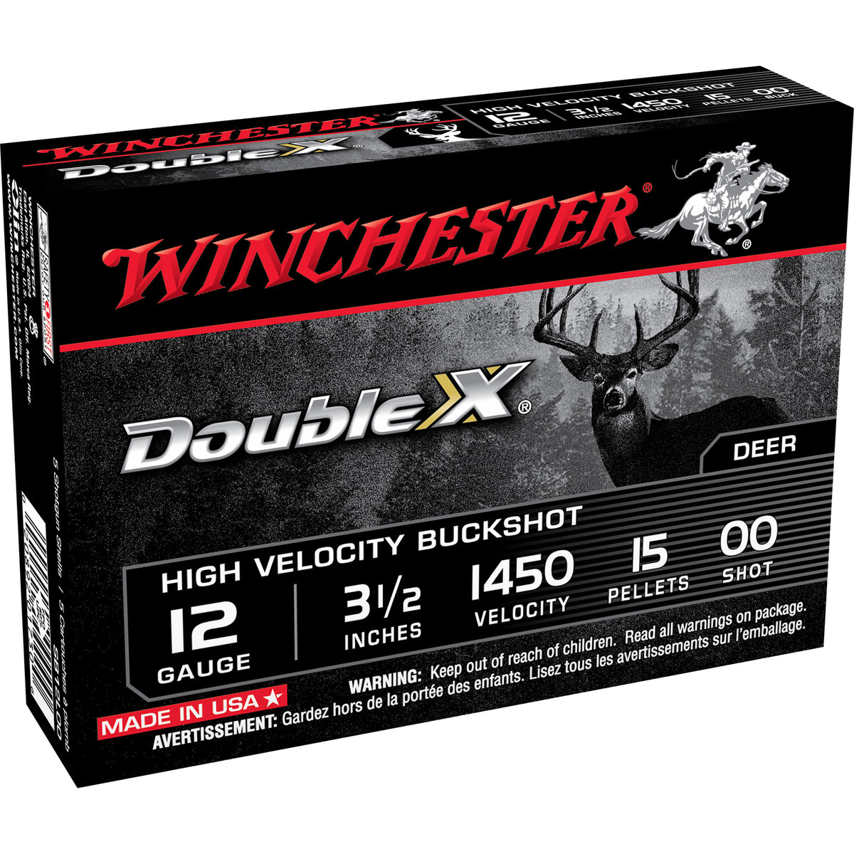 Winchester Double X High Velocity 15 Pellets 12 Gauge 3.5 in / 3.5 in 00 Buck 1-7/8 oz