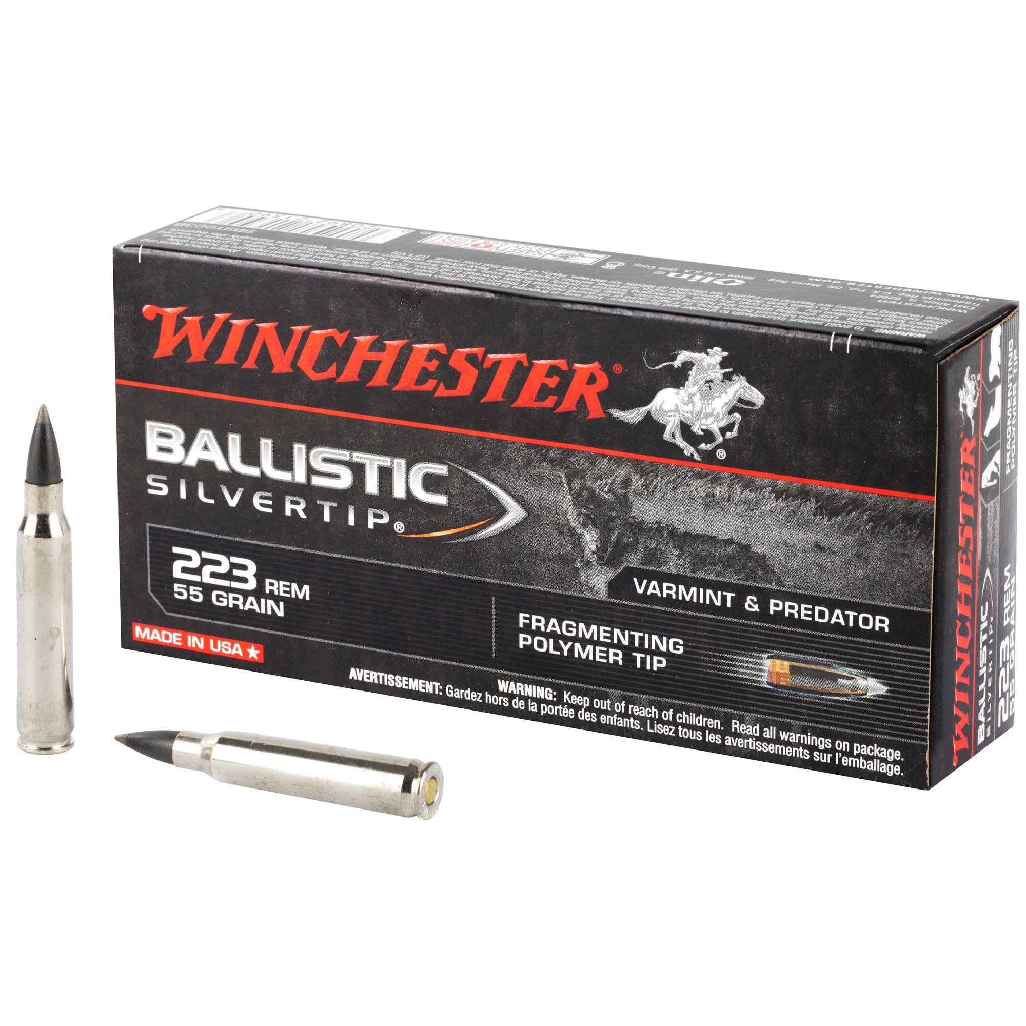 Winchester Ballistic Silvertip .223 Remington 55 gr PolyTip ammo