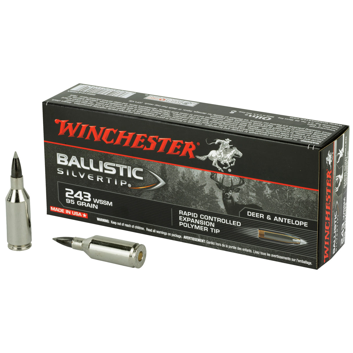 Winchester Ballistic Silvertip .243 WSSM 95 gr PolyTip ammo