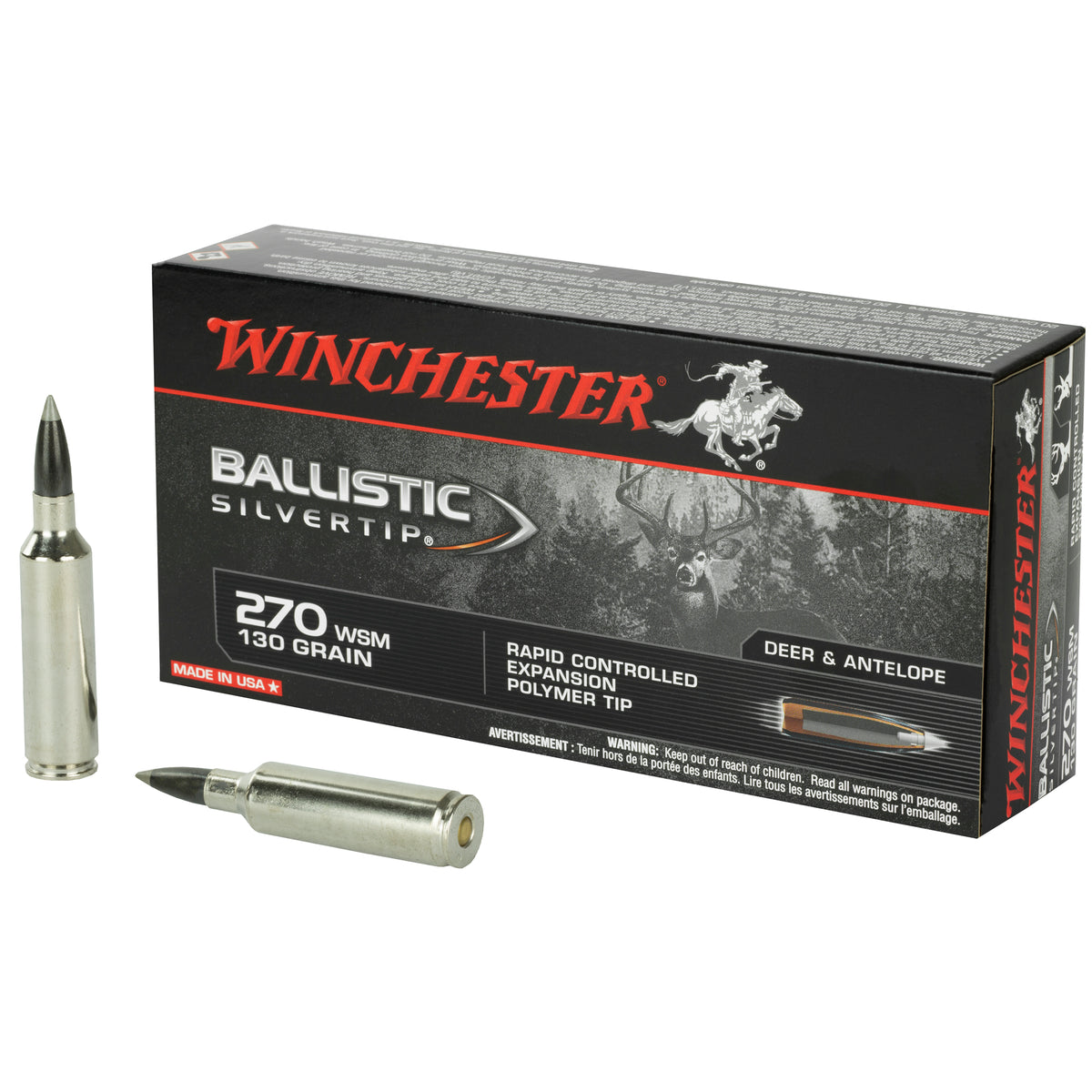 Winchester Ballistic Silvertip .270 WSM 130 gr PolyTip ammo