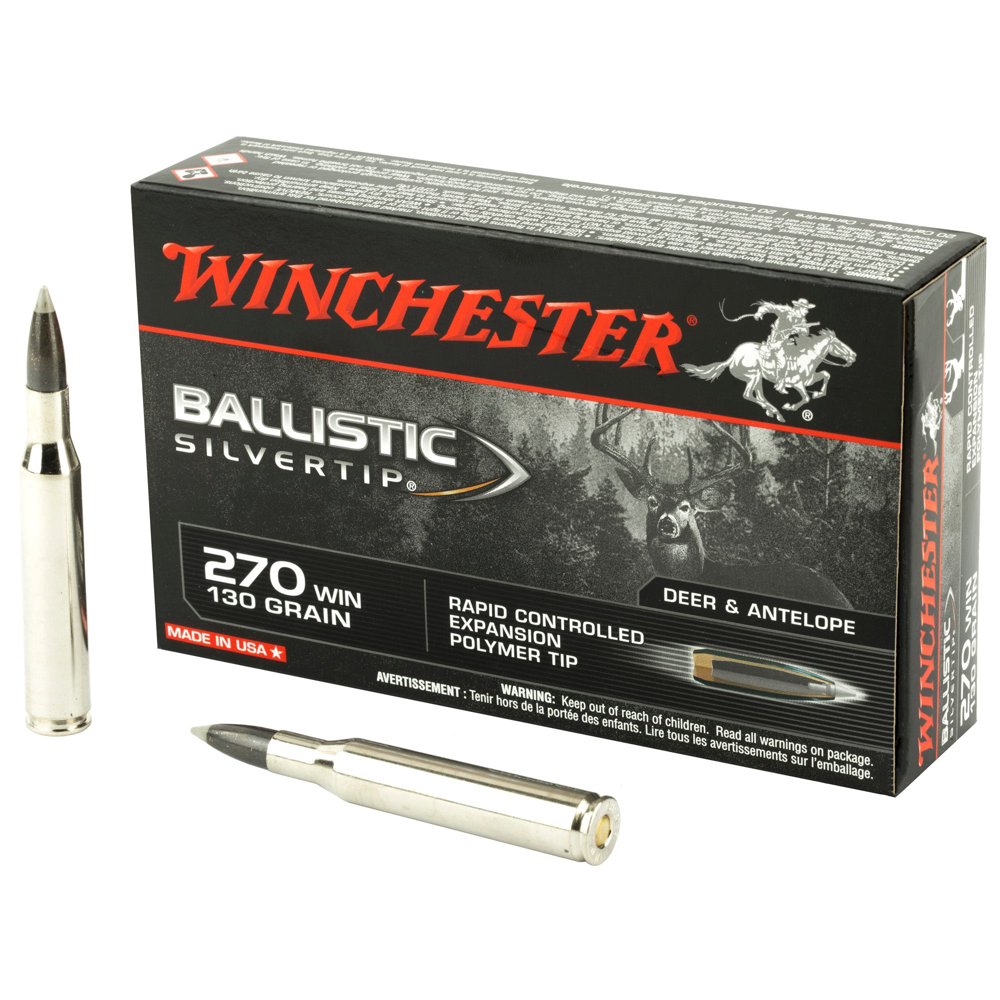 Winchester SBST270 Ballistic Silvertip Rapid Controlled Expansion Polymer Tip  130 Grain .270 Winchester