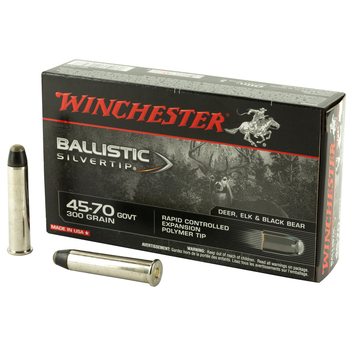 Winchester Ballistic Silvertip .45-70 Government 300 gr PolyTip ammo