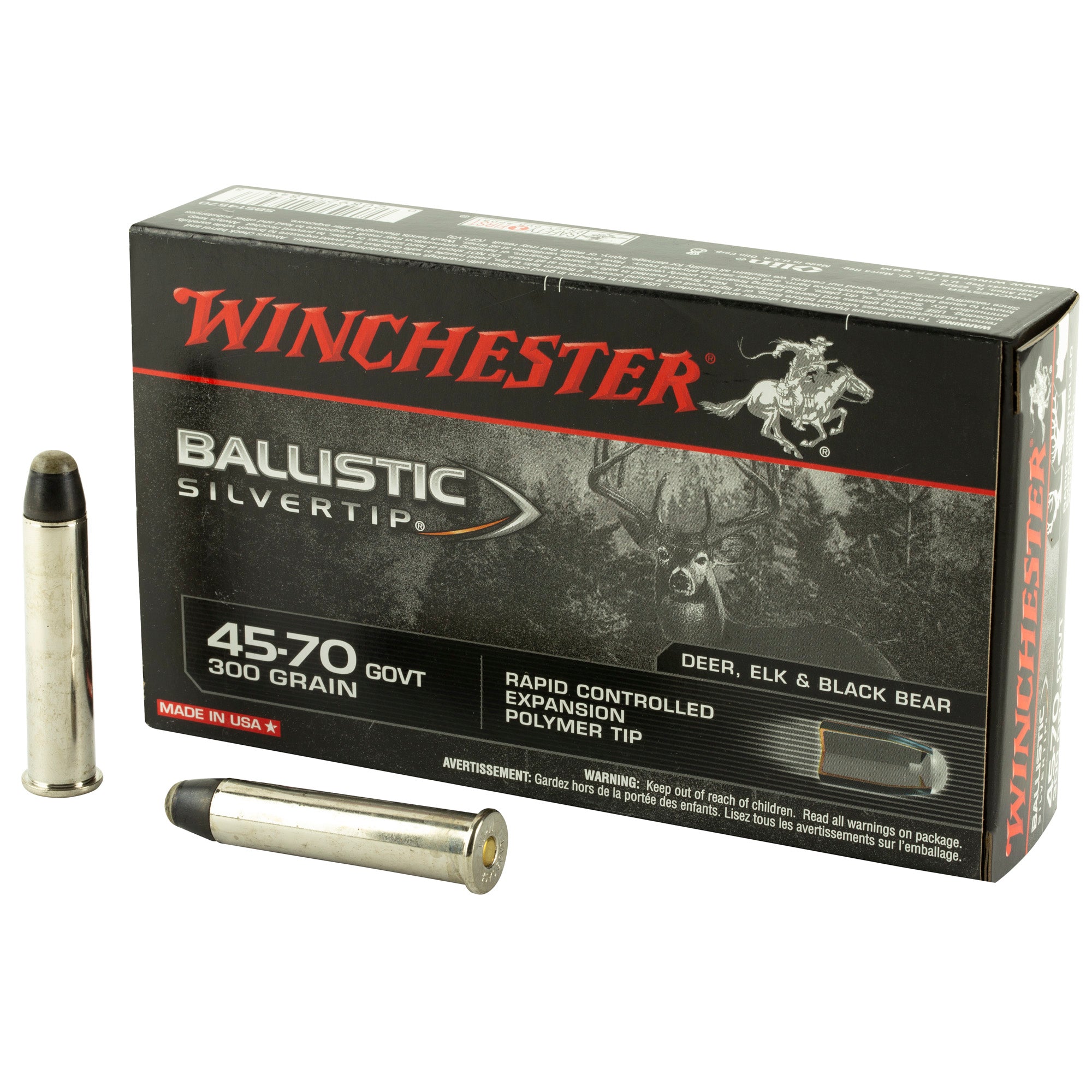 Winchester Ballistic Silvertip .45-70 Government 300 gr PolyTip ammo
