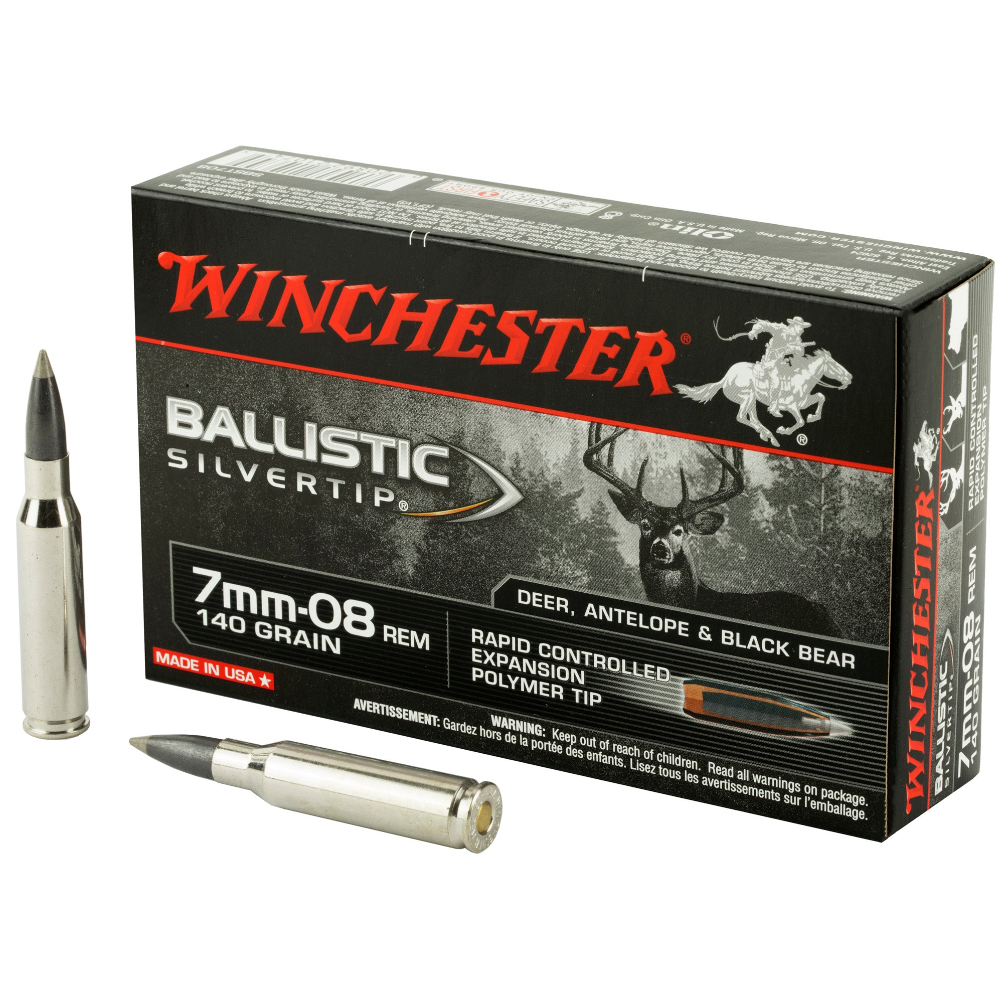Winchester SBST708 Ballistic Silvertip Rapid Controlled Expansion Polymer Tip  140 Grain 7mm-08 Remington