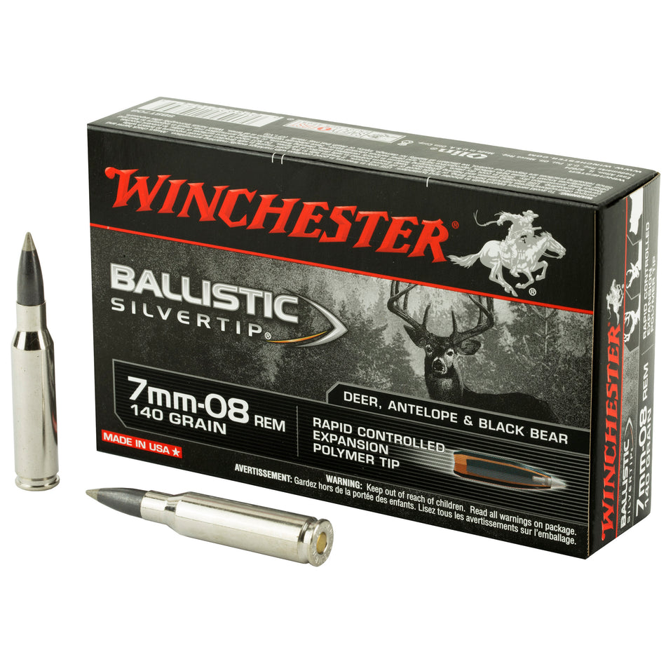 Winchester SBST708 Ballistic Silvertip Rapid Controlled Expansion Polymer Tip  140 Grain 7mm-08 Remington