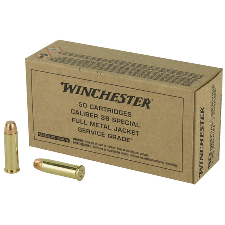 Winchester SG38W Service Grade Full Metal Jacket Flat Nose FMJFN 130 Grain .38 Special