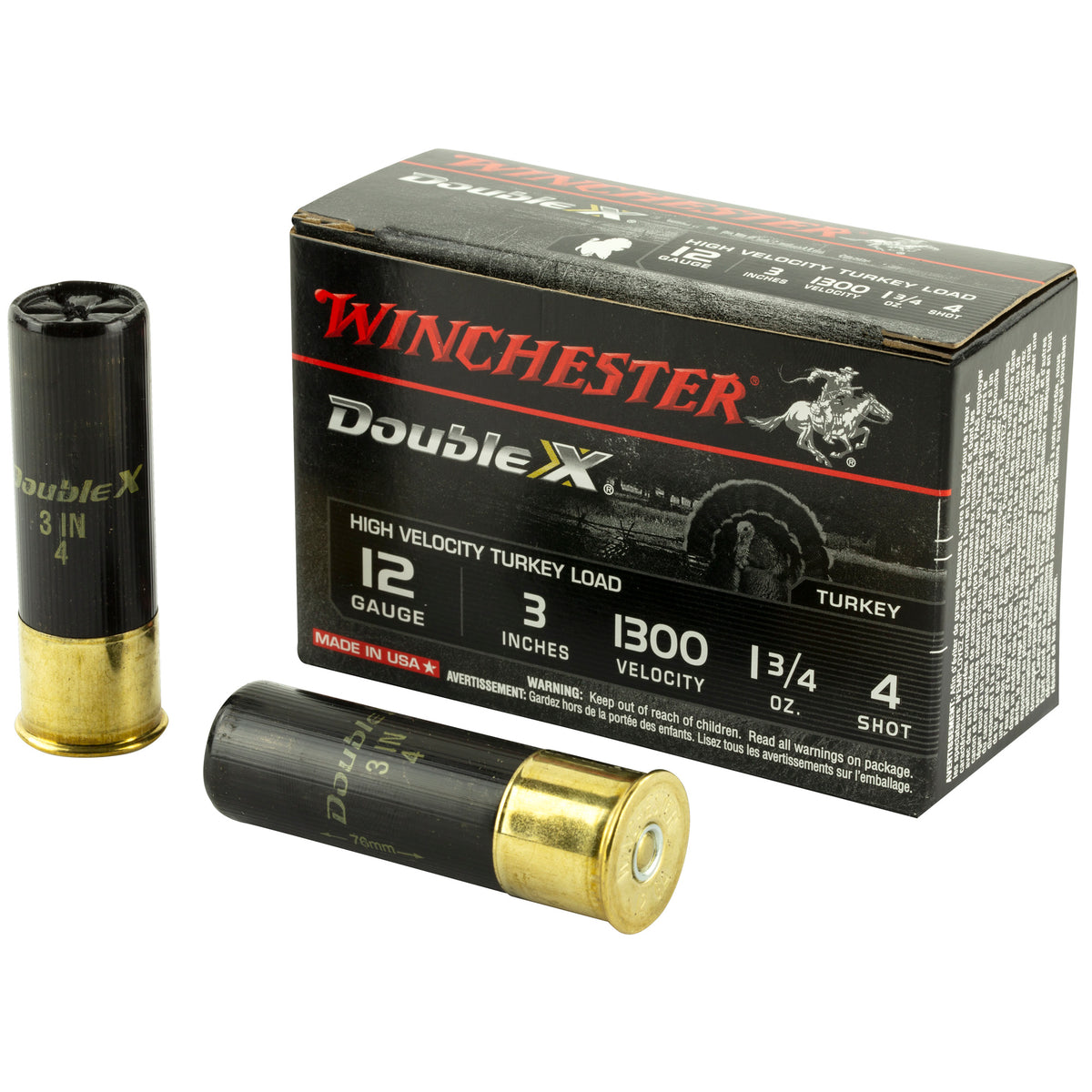 Winchester STH1234 Double X High Velocity Turkey 12 Gauge 3" 1-3/4oz 4 Shot 1300 fps