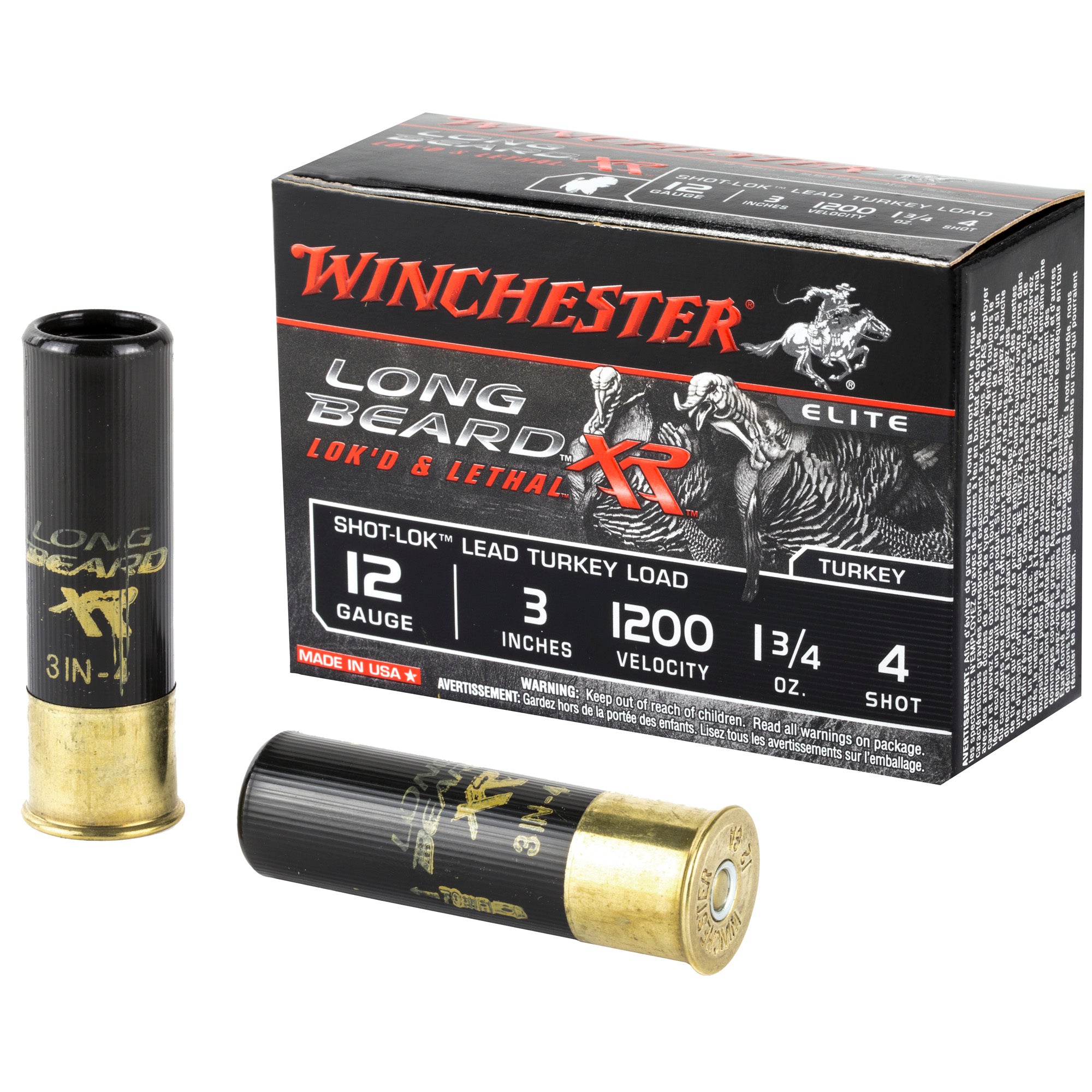 Winchester STLB1234 Long Beard XR Shot-Lok 12 Gauge 3" 1-3/4oz 4 Shot 1200 fps