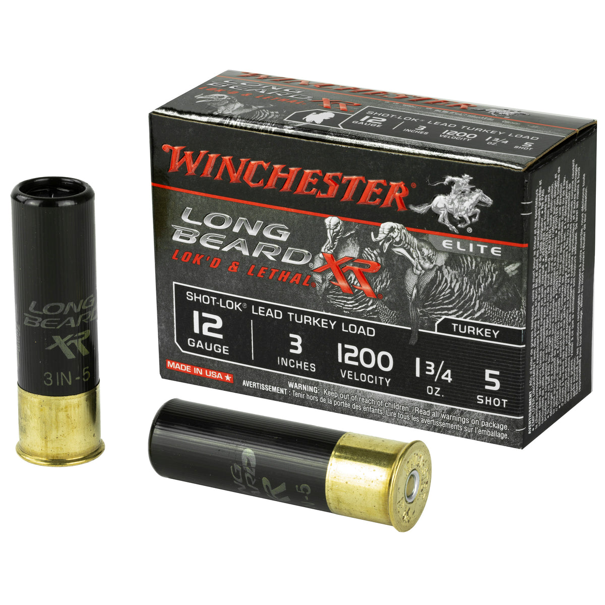 Winchester STLB1235 Long Beard XR Shot-Lok 12 Gauge 3" 1-3/4oz 5 Shot 1200 fps