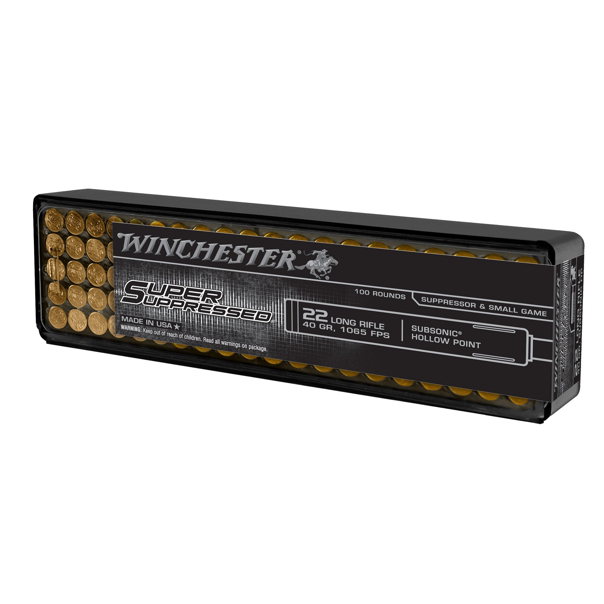 Winchester Super Suppressed .22 Long Rifle 40 gr LSHP ammo