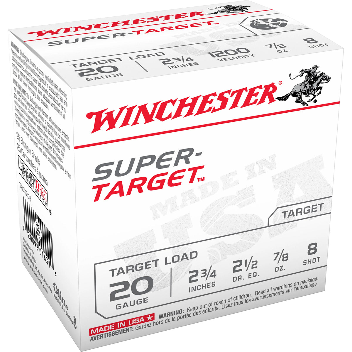 Winchester TRGT208 Super-Target Heavy 20 Gauge 2-3/4 7/8oz #8 1200 fps
