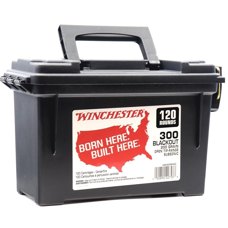 Winchester BORN HERE BUILT HERE Recreational Shooting .300 AAC Blackout 200 gr FMJ ammo