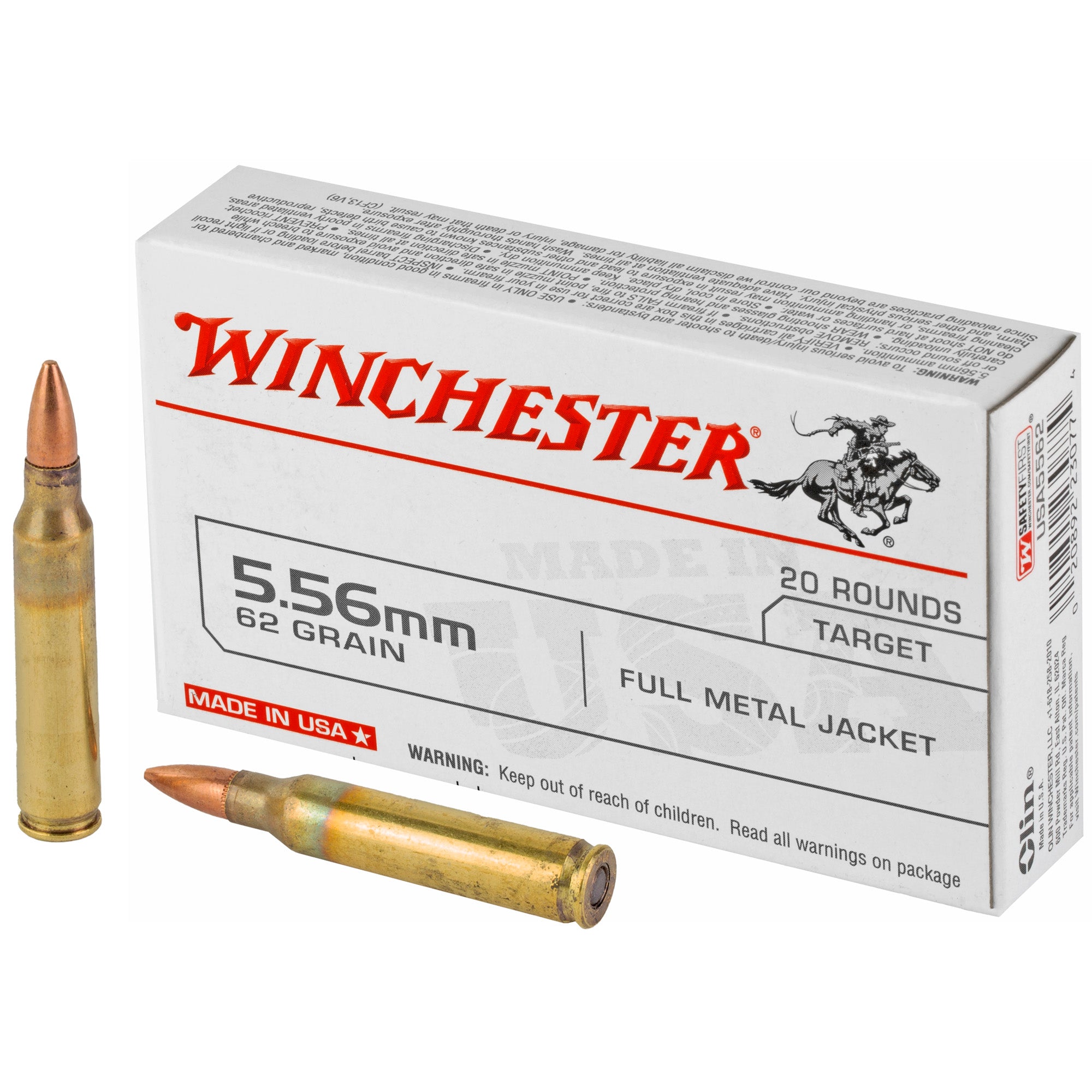 Winchester USA 5.56x45mm NATO 62 gr FMJ ammo