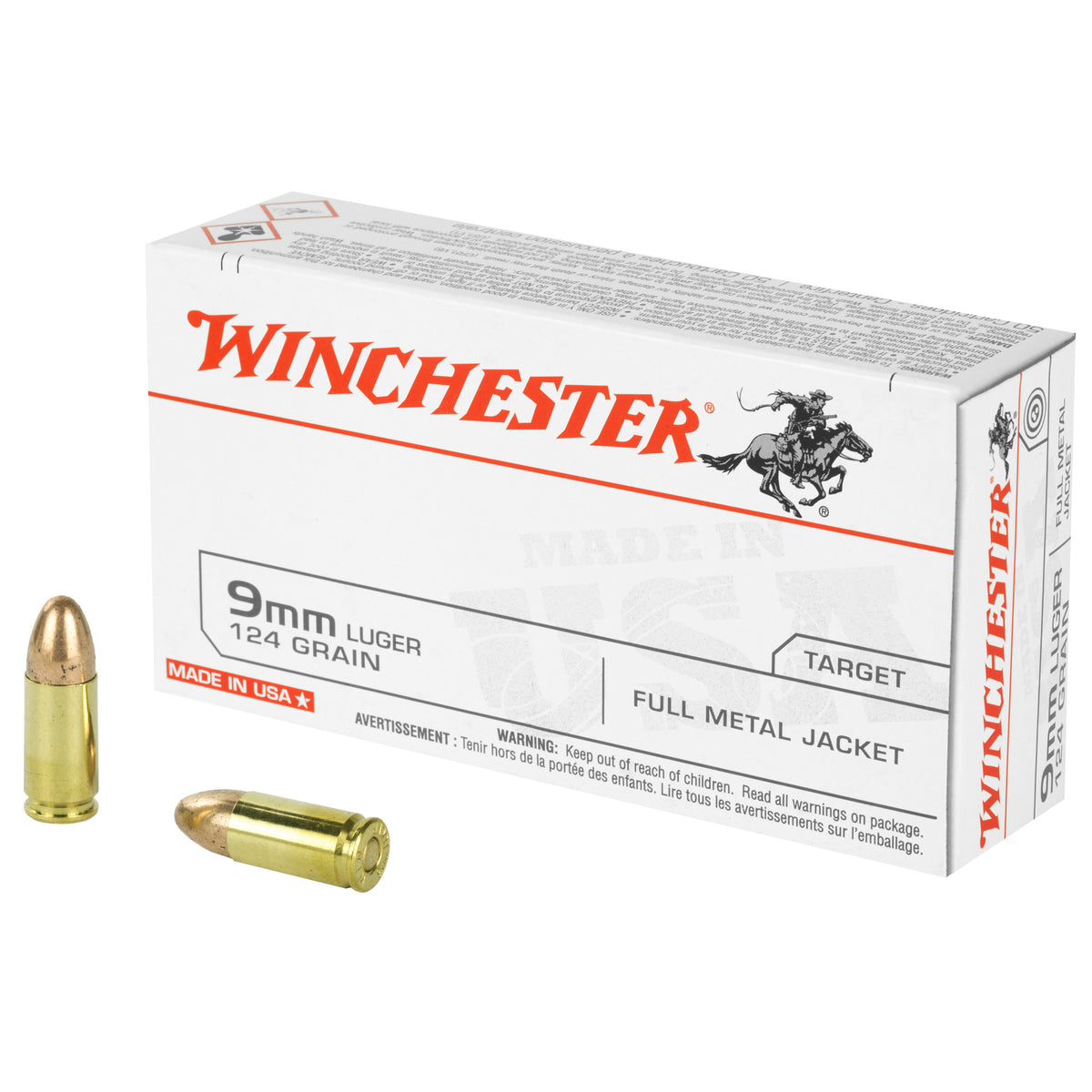 Winchester USA 9mm Luger / Parabellum 124 gr FMJ ammo