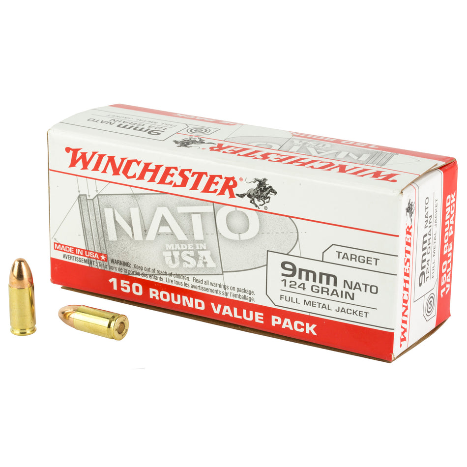 Winchester USA9NATOY USA Value Pack Full Metal Jacket FMJ 124 Grain 9mm Luger/Parabellum