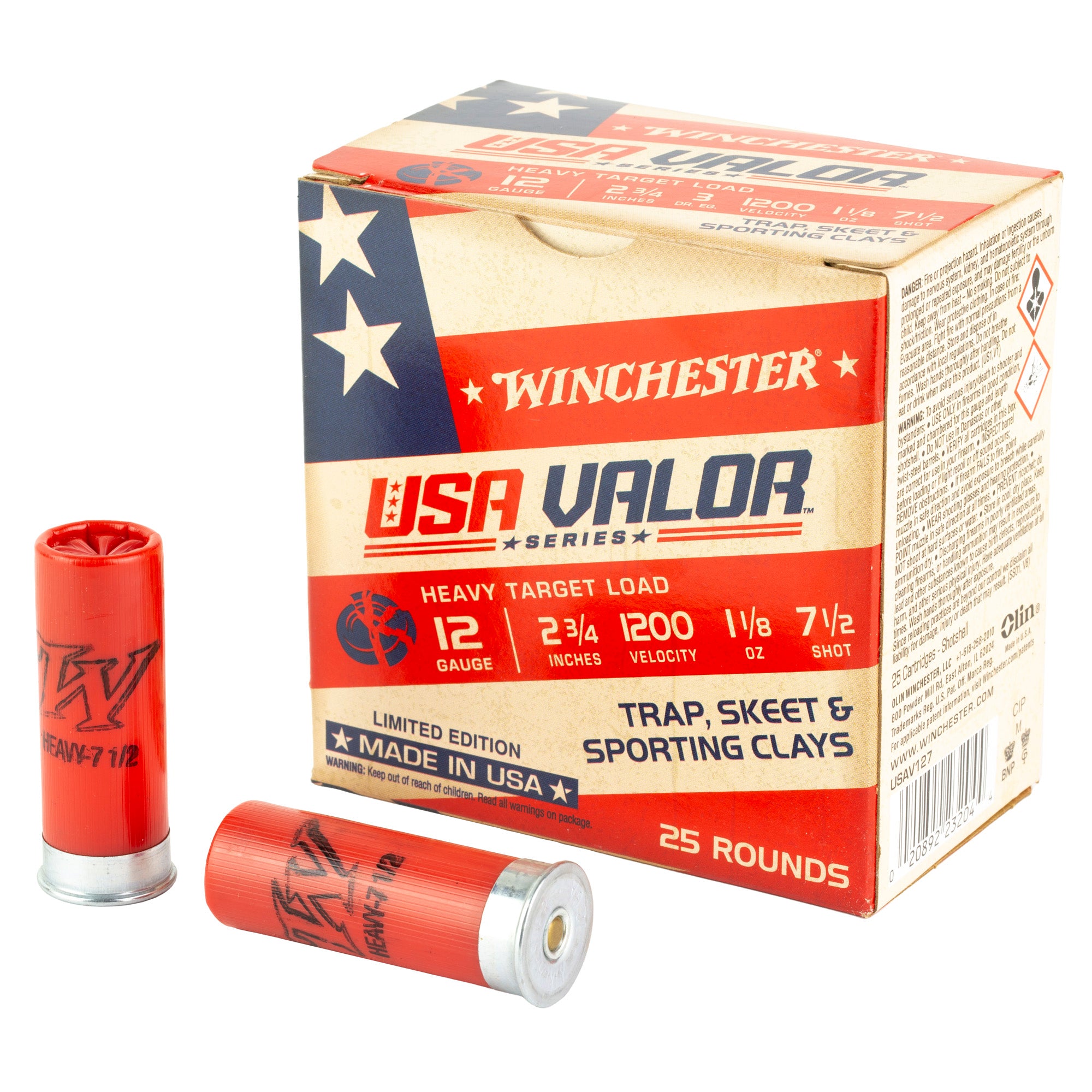 Winchester USA VALOR 12 Gauge 2.75 in / 2.75 in #7.5 1-1/8 oz