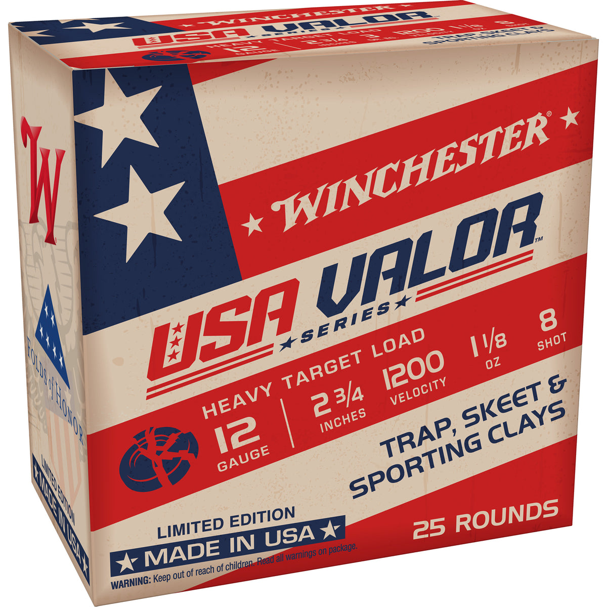 Winchester USA VALOR 12 Gauge 2.75 in / 2.75 in #8 1-1/8 oz