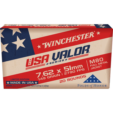 Winchester USAVM80X USA VALOR M80 Full Metal Jacket FMJ 149 Grain .308 Win / 7.62x51mm