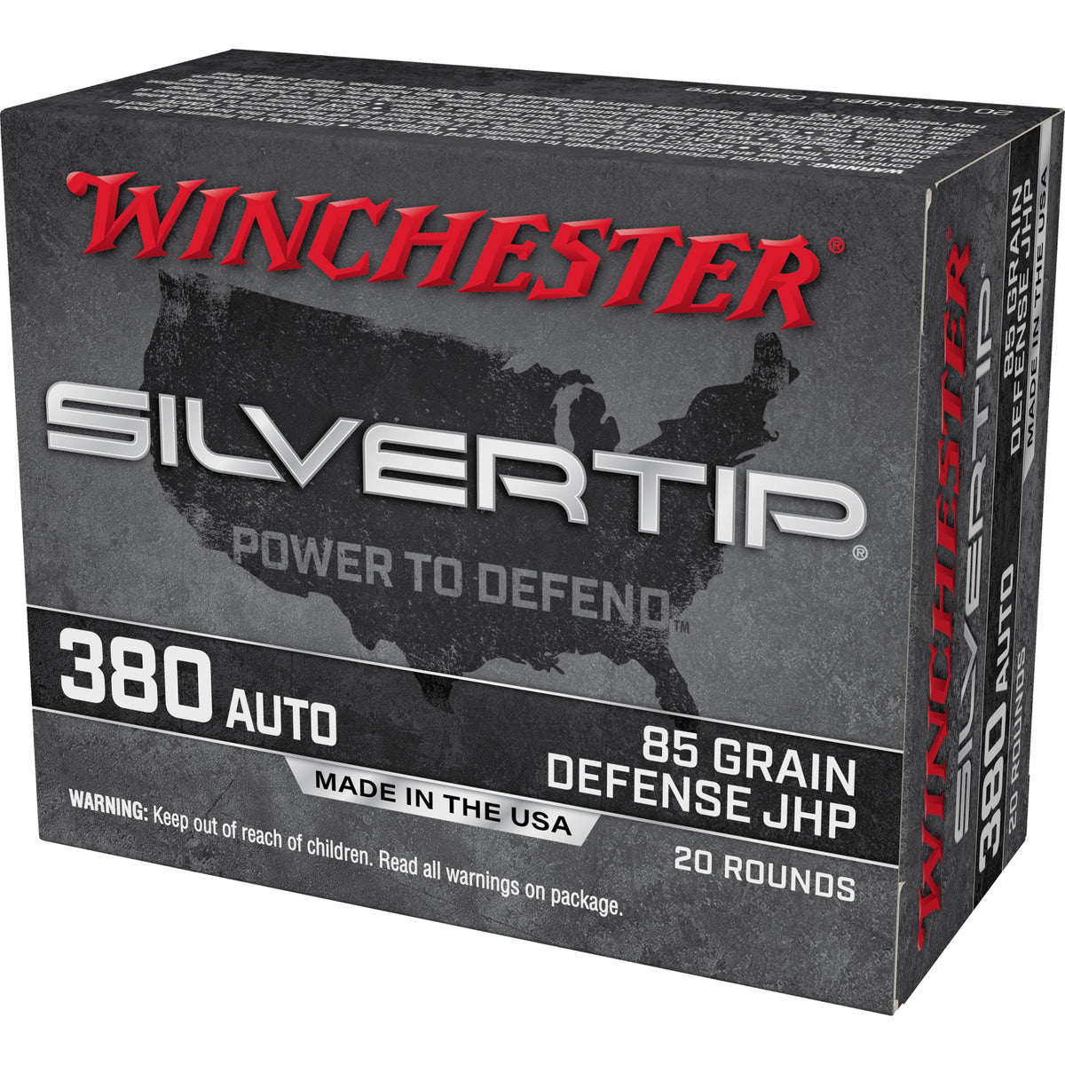 Winchester W380ST Silvertip Defense Silvertip Jacket Hollow Point  85 Grain .380 ACP/Auto