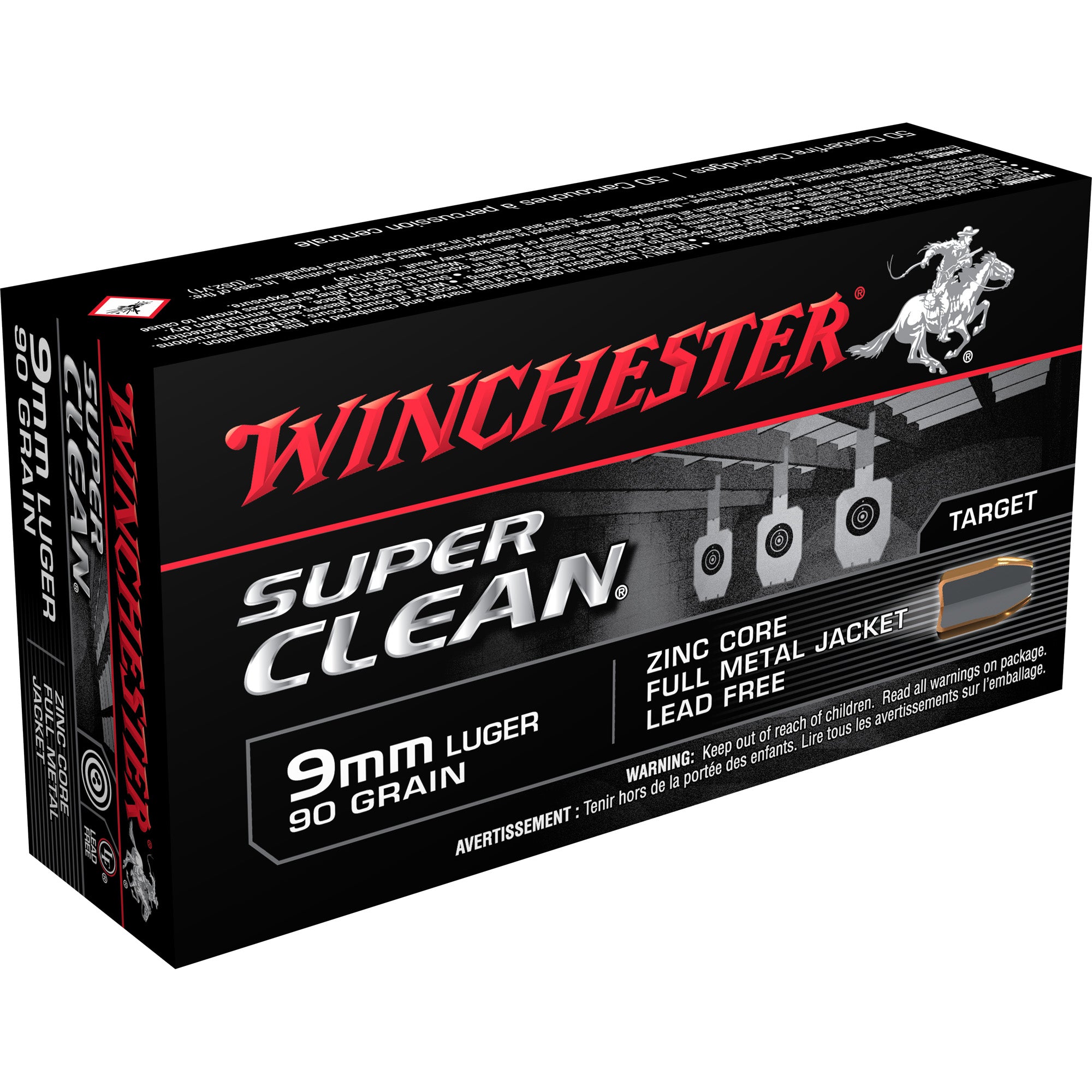 Winchester W9MMLF Super Clean Lead Free Full Metal Jacket  90 Grain 9mm Luger/Parabellum