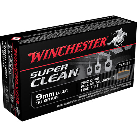 Winchester W9MMLF Super Clean Lead Free Full Metal Jacket  90 Grain 9mm Luger/Parabellum