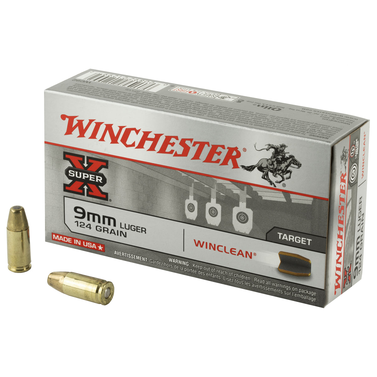 Winchester WC92 Super X LEAD-FREE Winclean Brass Enclosed Base  124 Grain 9mm Luger/Parabellum