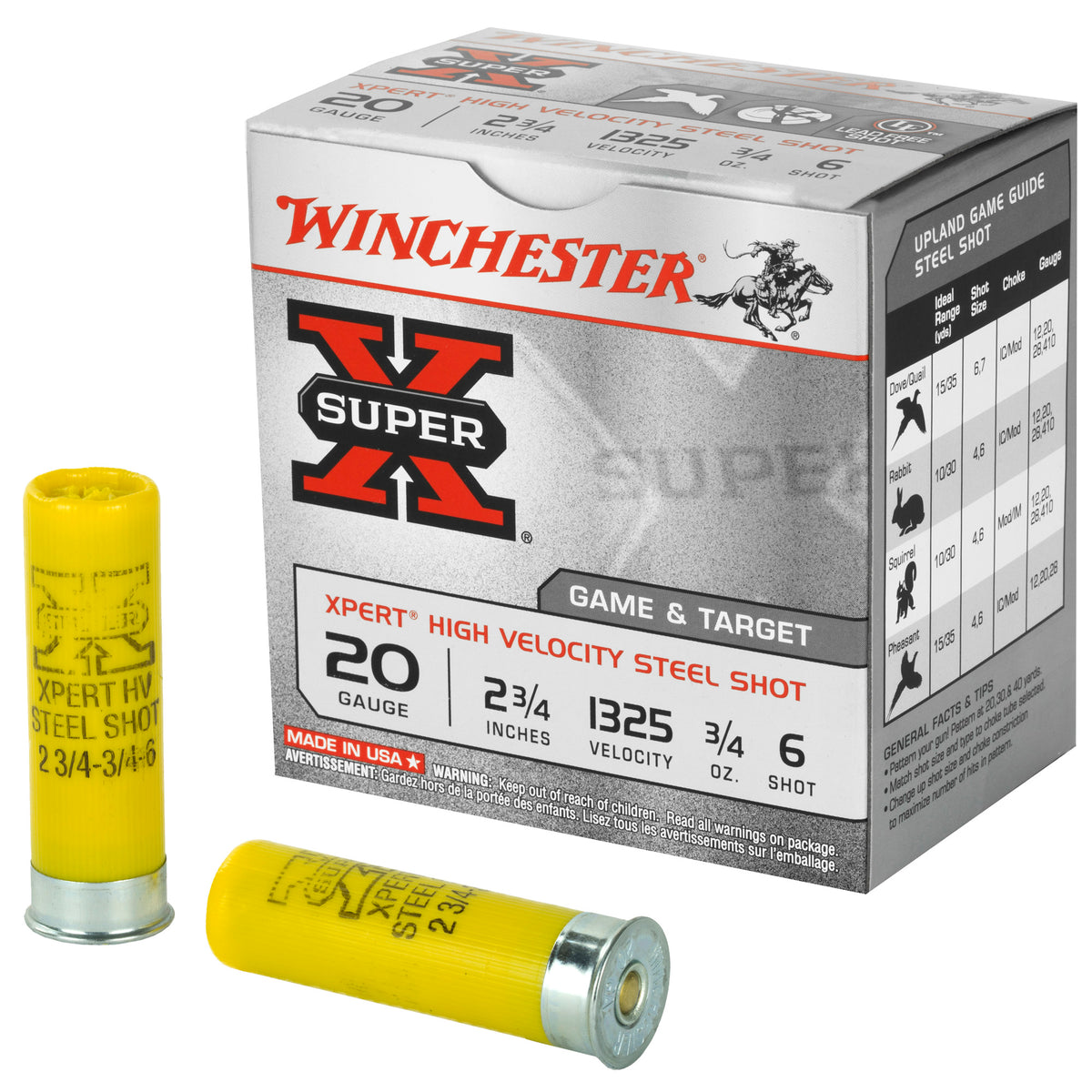Winchester Super-X Xpert Hi-Velocity Steel 20 Gauge (20 ga.) 2.75 in. 3/4 oz. 6 Shot 25 rd.