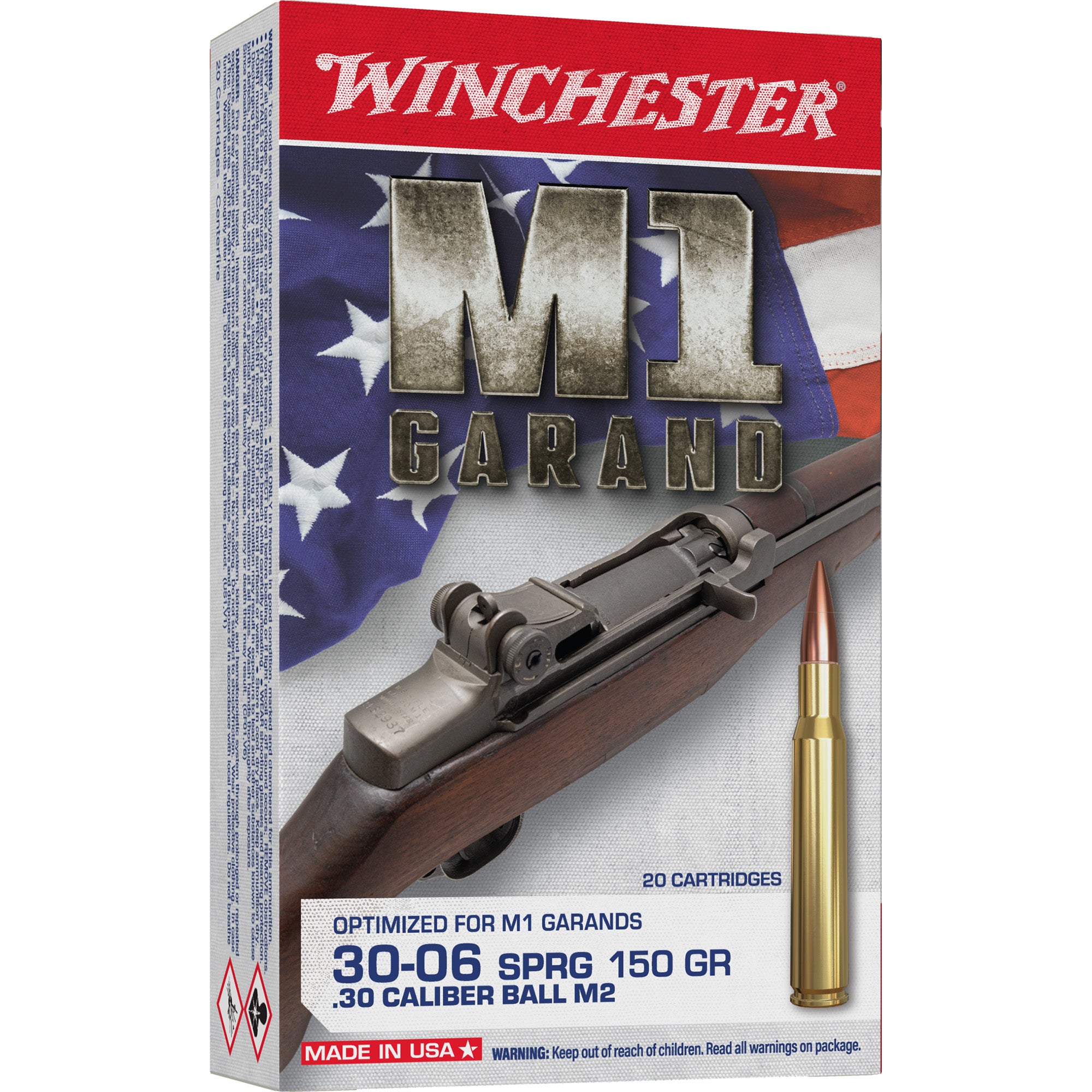 Winchester Active Duty M2 .30-06 Springfield 150 gr FMJ ammo