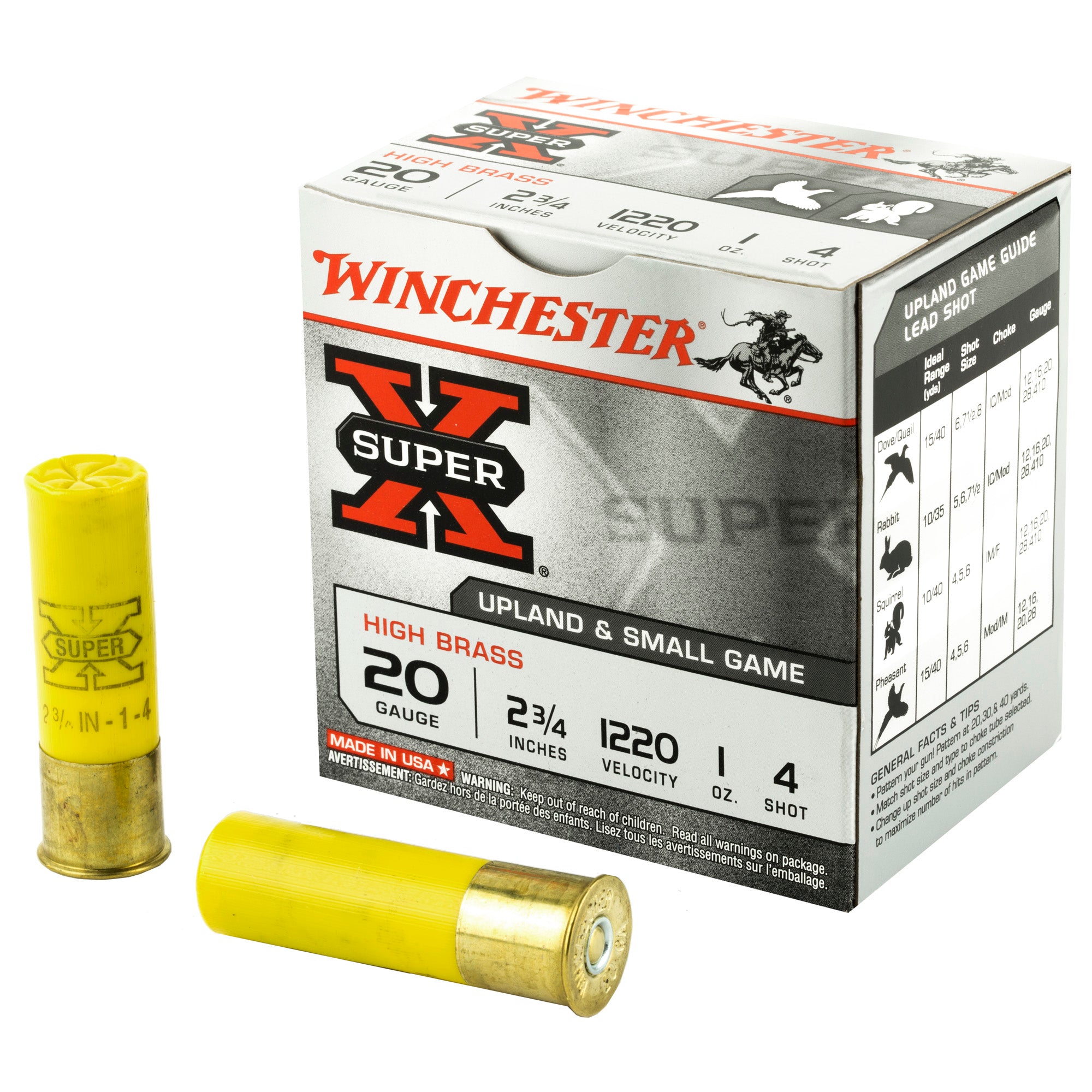 Winchester X204 Super X Heavy Game Load 20 Gauge 2.75" 1oz 4 Shot 1220 fps