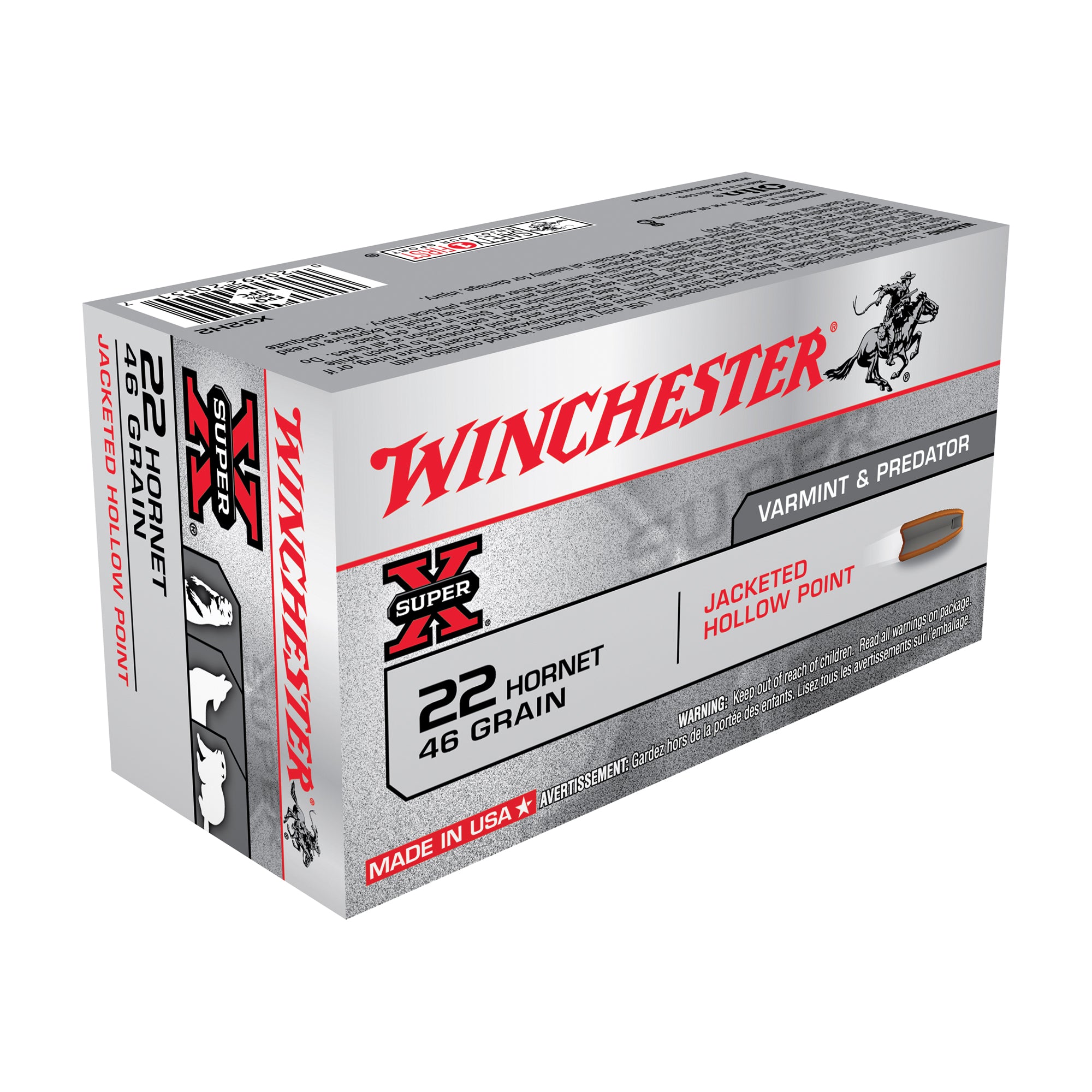 Winchester Super-X .22 Hornet 46 gr JHP ammo