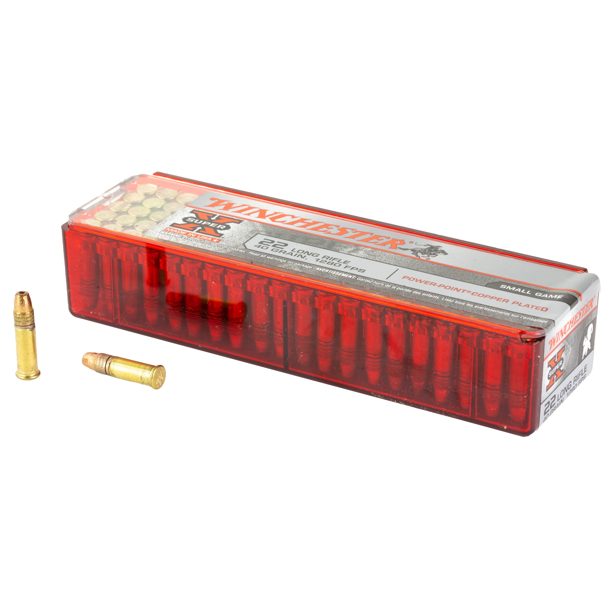 Winchester X22LRPP1 Super X Power-Point Copper Plated  40 Grain .22 Long Rifle