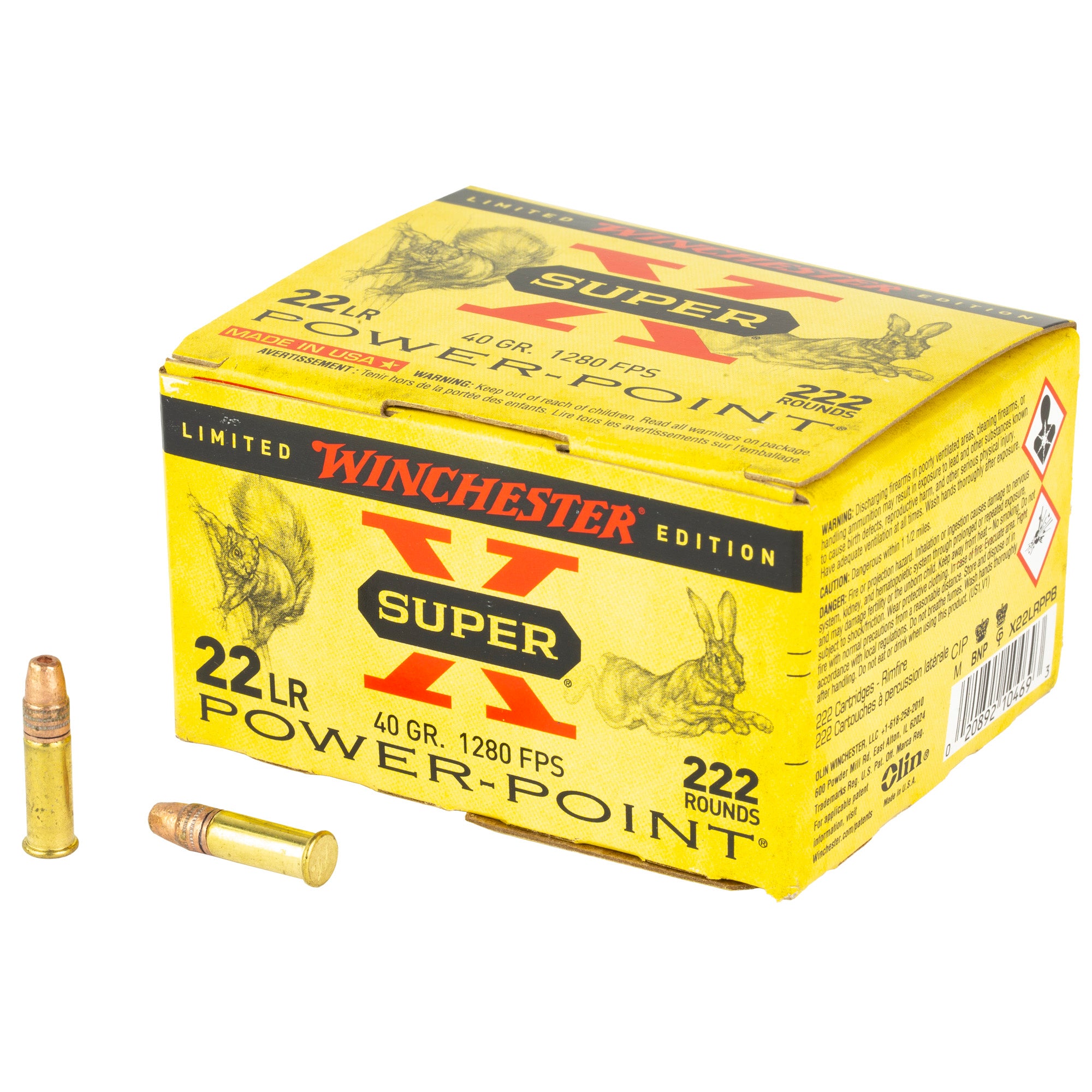 Winchester X22LRPPB Super-X Power-Point Plated Hollow Point  40 Grain .22 Long Rifle