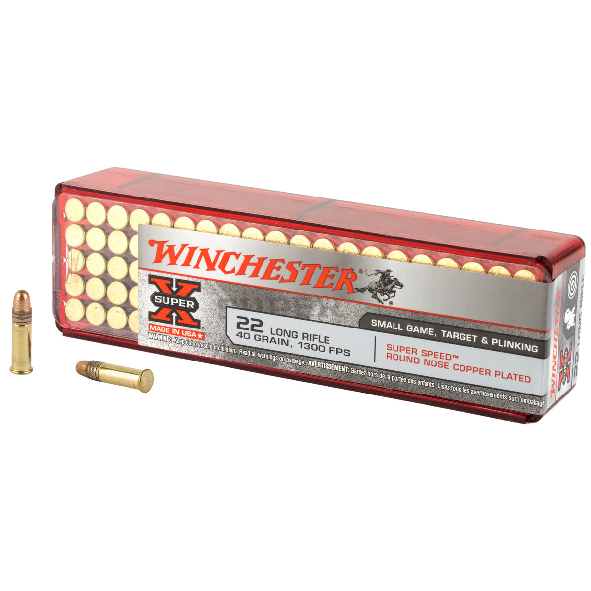 Winchester X22LRSS1 Super Speed Super X Super Speed Round Nose Copper Plated  40 Grain .22 Long Rifle