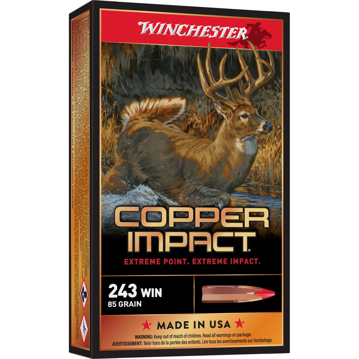 Winchester X243CLF Deer Season XP Copper Impact Copper Extreme Point Lead-Free  85 Grain .243 Winchester