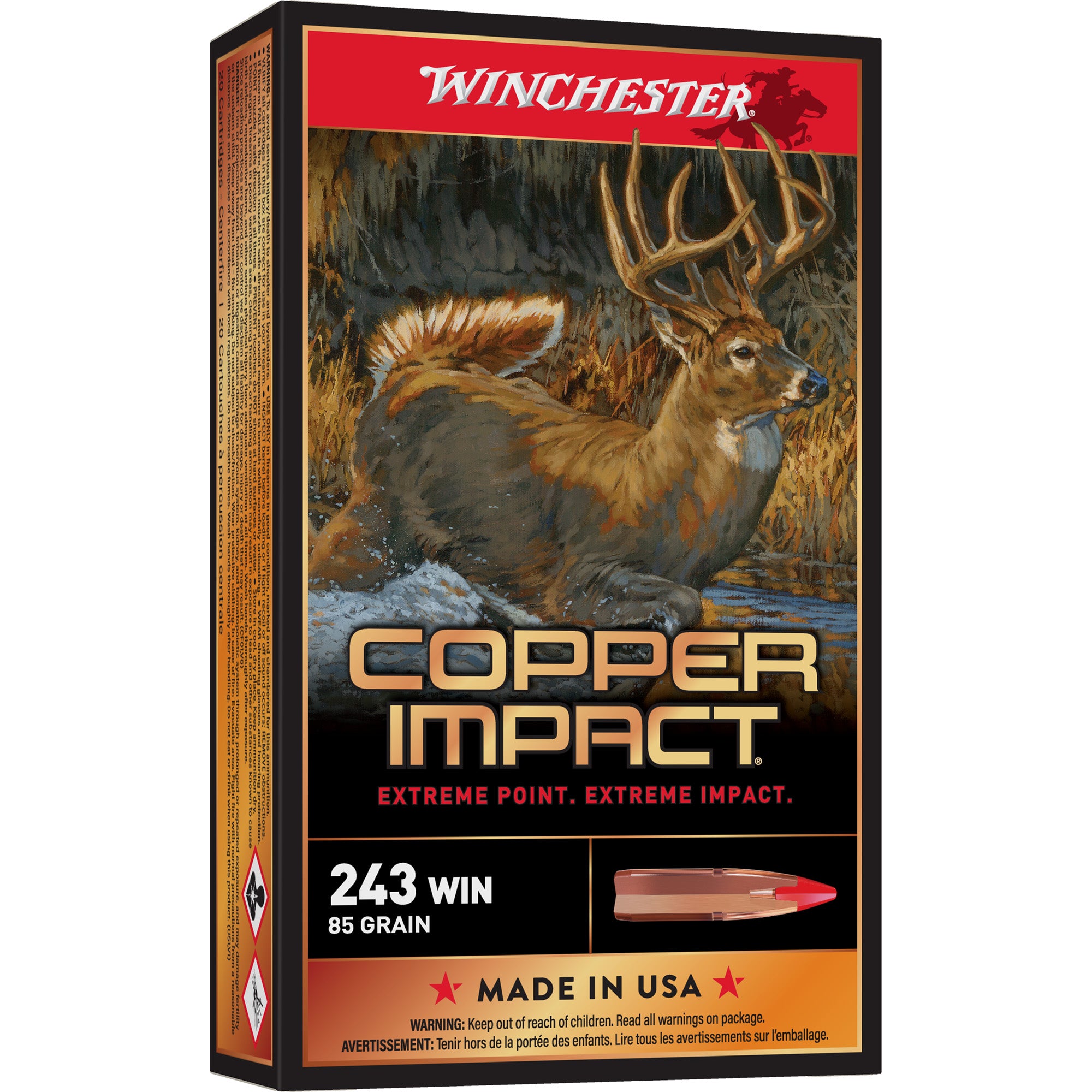 Winchester X243CLF Deer Season XP Copper Impact Copper Extreme Point Lead-Free  85 Grain .243 Winchester