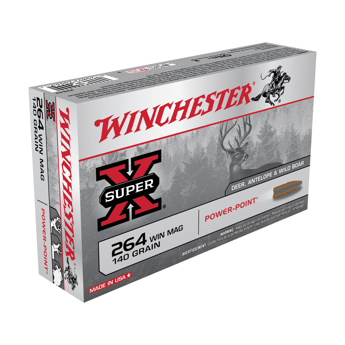 Winchester Super-X Power-Point .264 Winchester Mag 140 gr JSP ammo