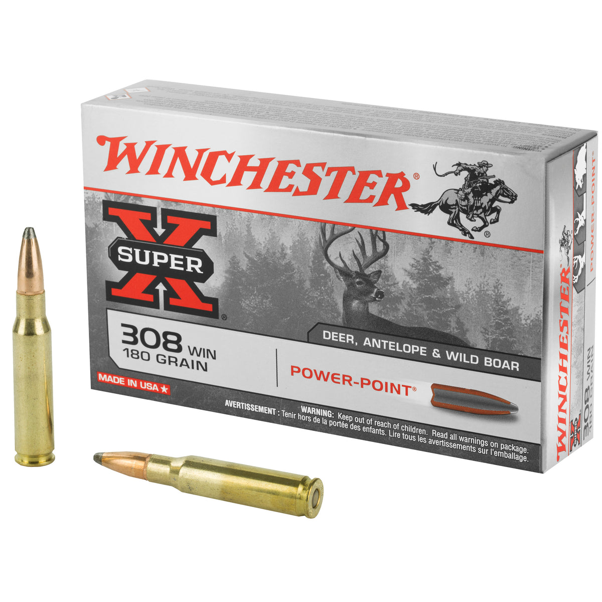 Winchester X3086 Super-X Power-Point Pointed Soft Point PSP 180 Grain .308 Win / 7.62x51mm