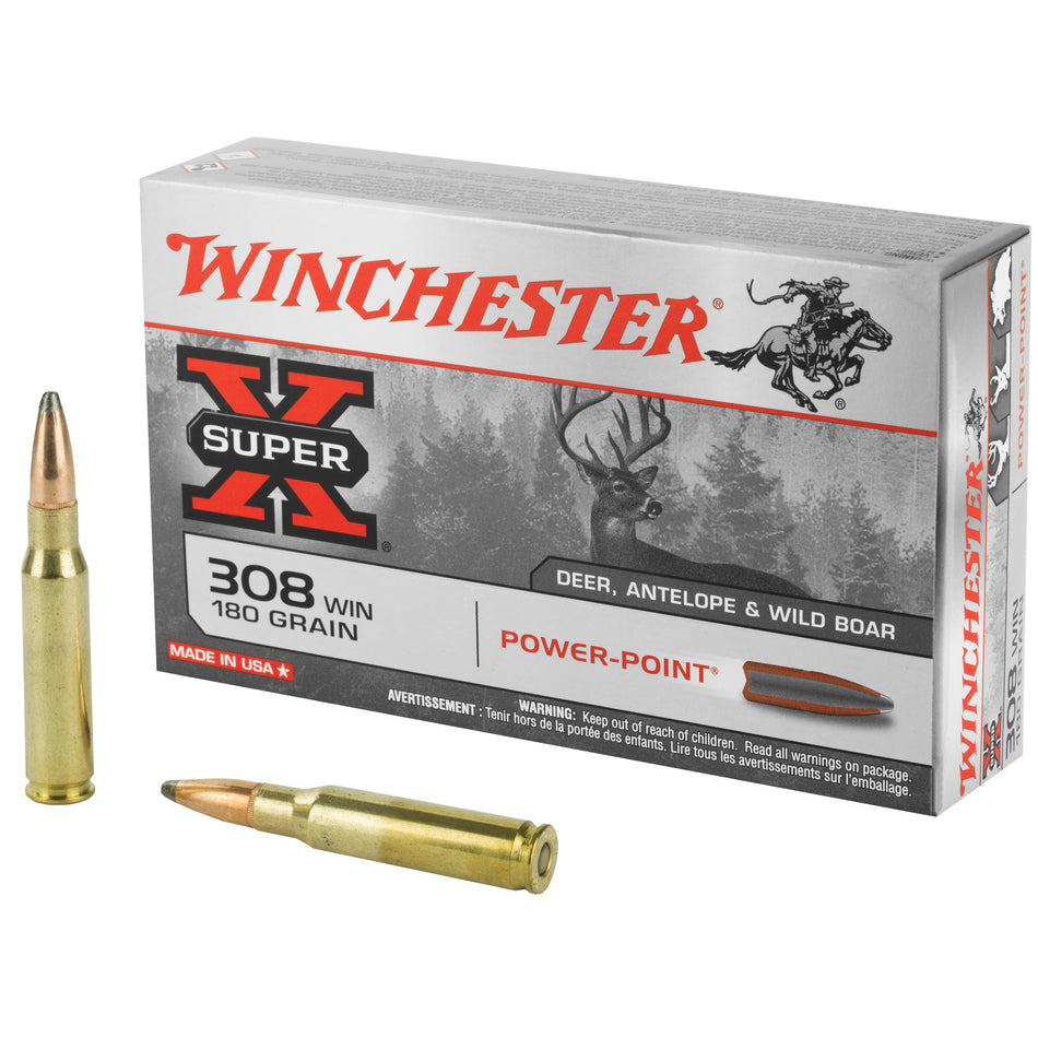 Winchester X3086 Super-X Power-Point Pointed Soft Point PSP 180 Grain .308 Win / 7.62x51mm