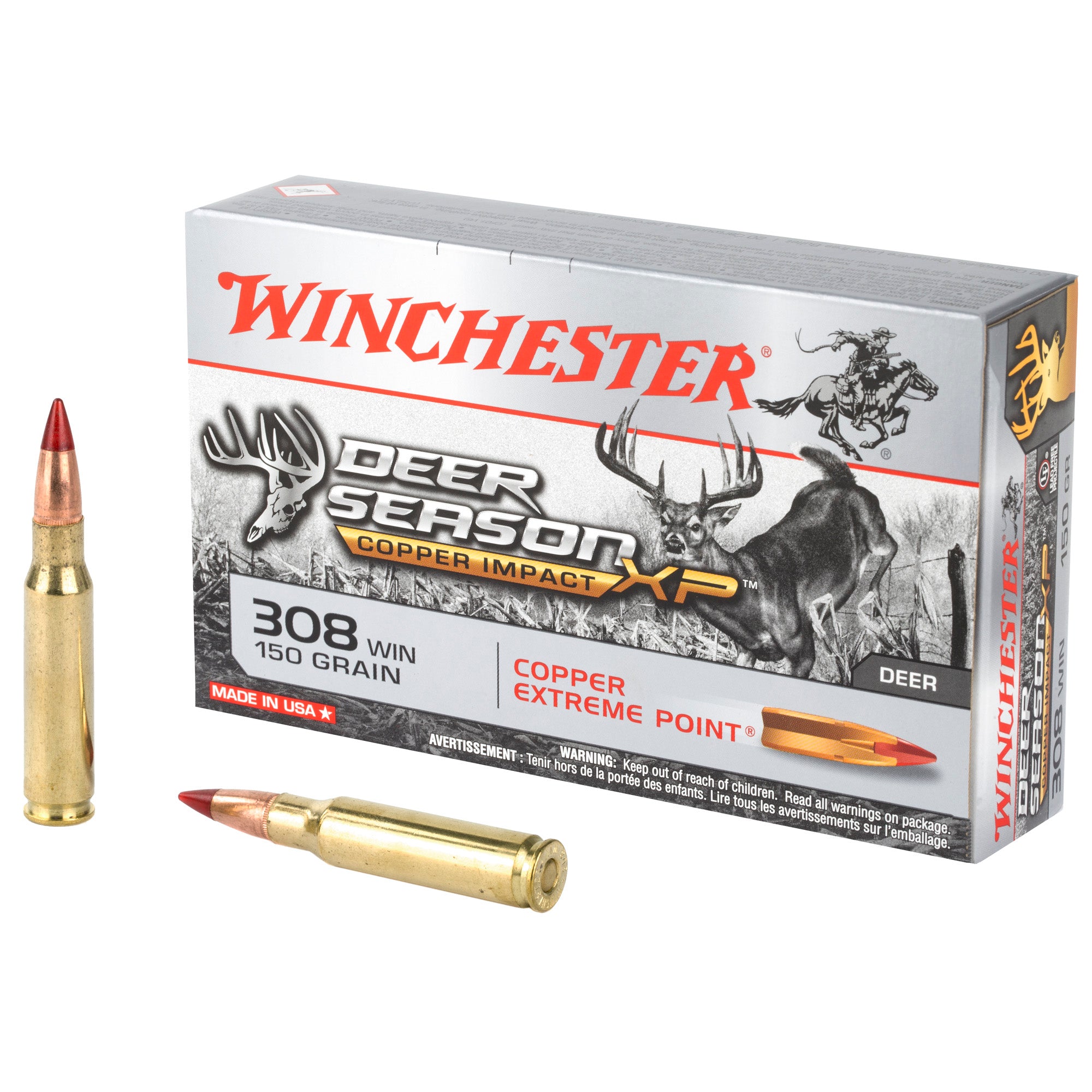 Winchester X308CLF Copper Impact Copper Extreme Point Lead-Free  150 Grain .308 Win / 7.62x51mm