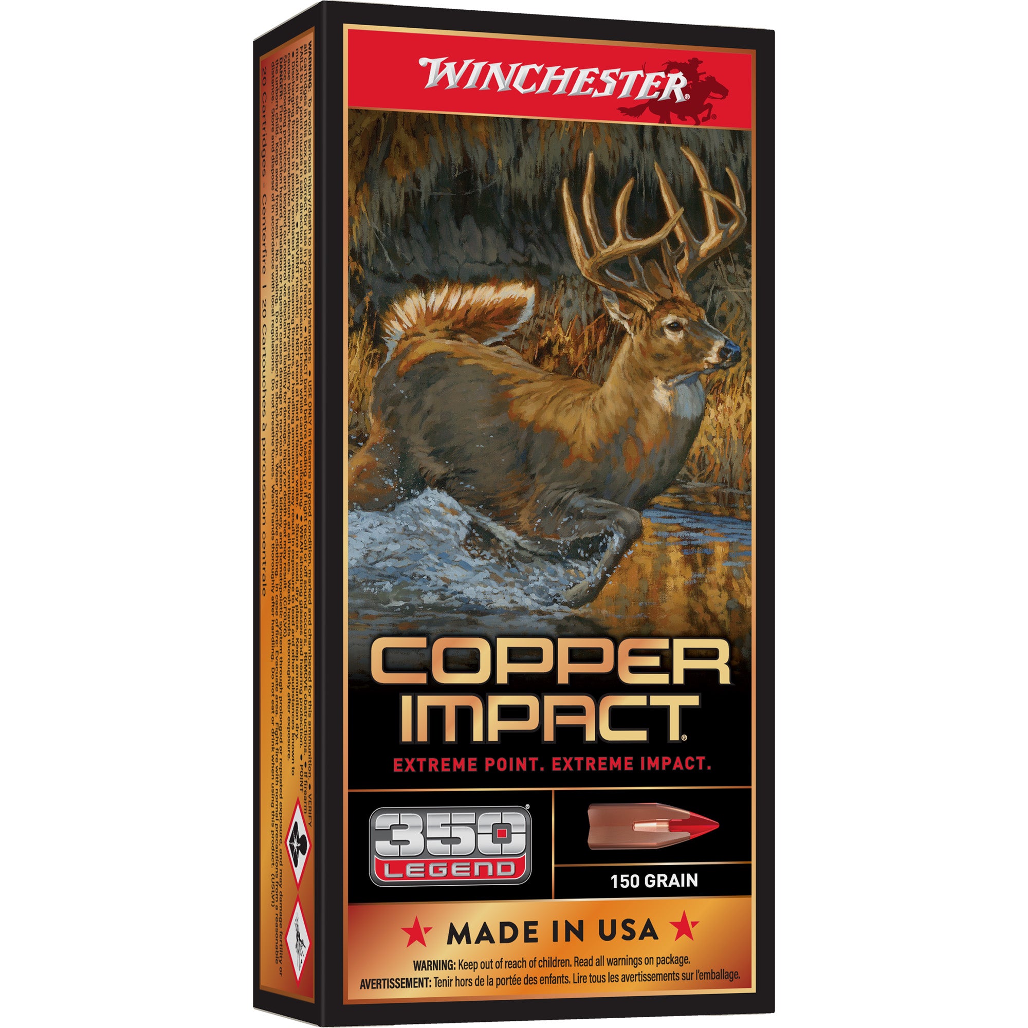 Winchester X350CLF Deer Season XP Copper Impact Copper Extreme Point Lead-Free  150 Grain .350 Legend